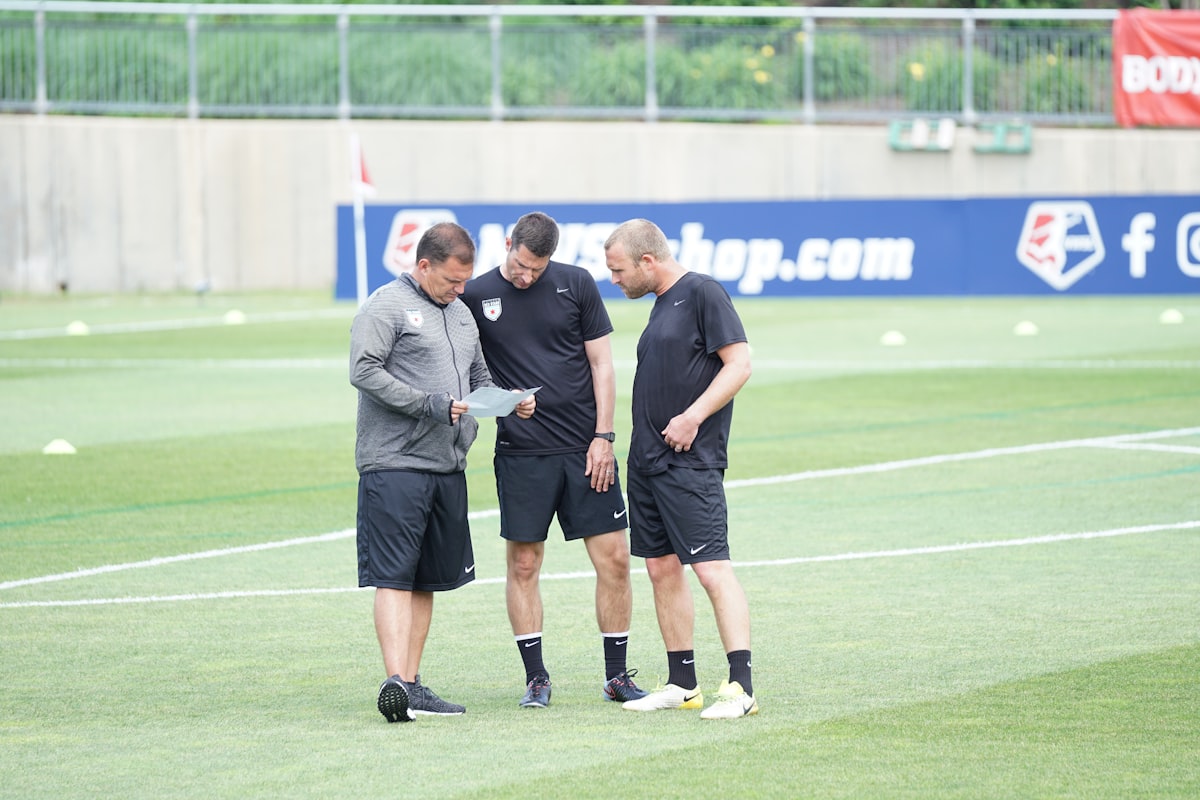 Athletes demonstrating proper training technique